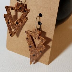 Vegan Leather Drop Earrings Handmade